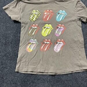 Rolling Stones Shirt Mens Small Brown Multi Tongue Graphic Band Rock Tee